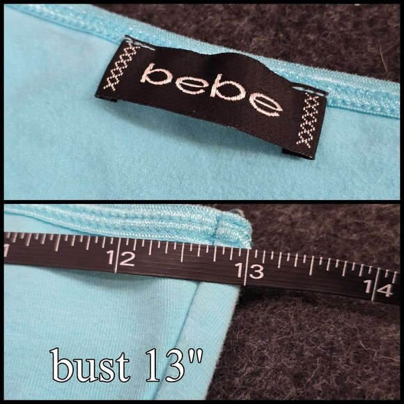 Bebe One-Shoulder Rhinestone Tank | Sky Blue Y2K Logo Diva XS - Picture 9 of 10